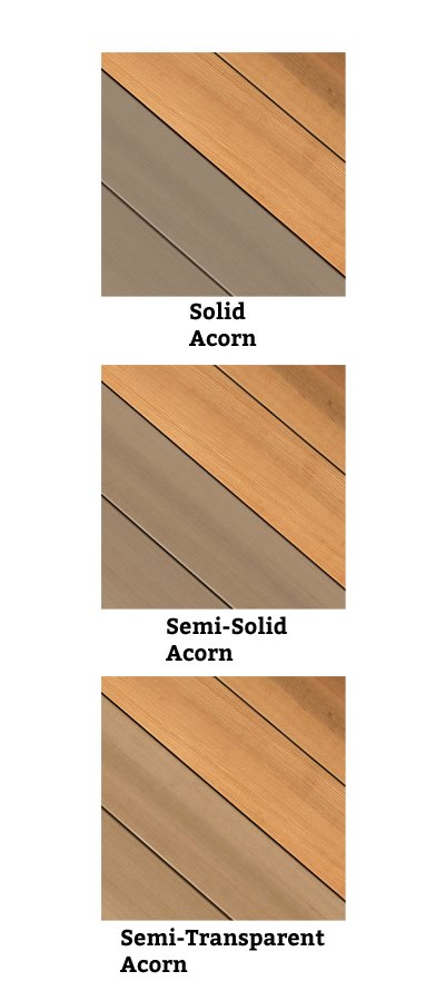 Cabot® Stain Acorn in a variety of different opacities